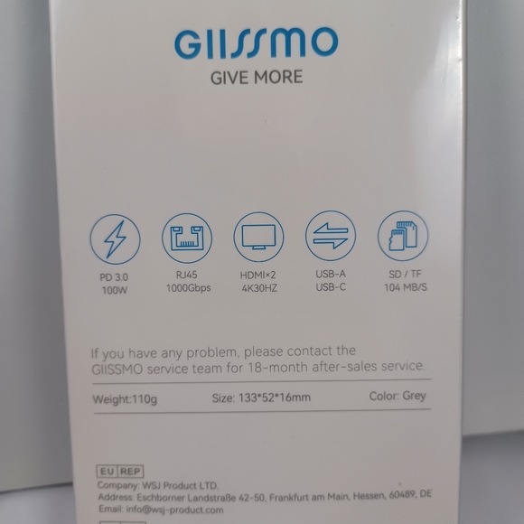 Giissmo 10 In 1 USB C Hub NEW SEALED -Gray - Picture 3 of 8